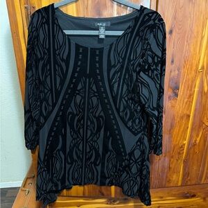 Style & Co. Black Patterned Tunic Top
